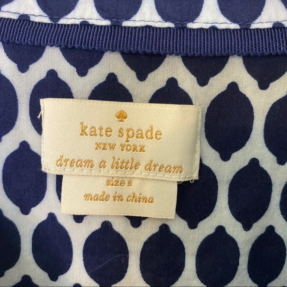 Kate Spade Pajama Button Down Top Blue Sz Small